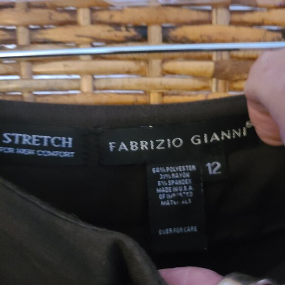 VTG Fabrizio Gianni Brown Crop Pant Stretch 12 Wide Leg & Cuffed Pockets - Picture 3 of 4